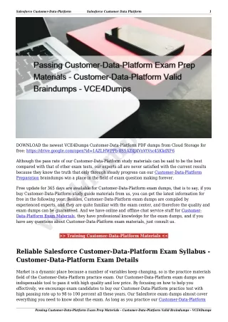 Passing Customer-Data-Platform Exam Prep Materials - Customer-Data-Platform Valid Braindumps - VCE4Dumps