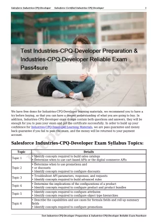 Test Industries-CPQ-Developer Preparation & Industries-CPQ-Developer Reliable Exam Pass4sure
