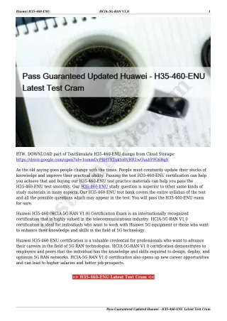 Pass Guaranteed Updated Huawei - H35-460-ENU Latest Test Cram