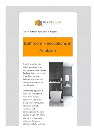 Bathroom Renovations Adelaide