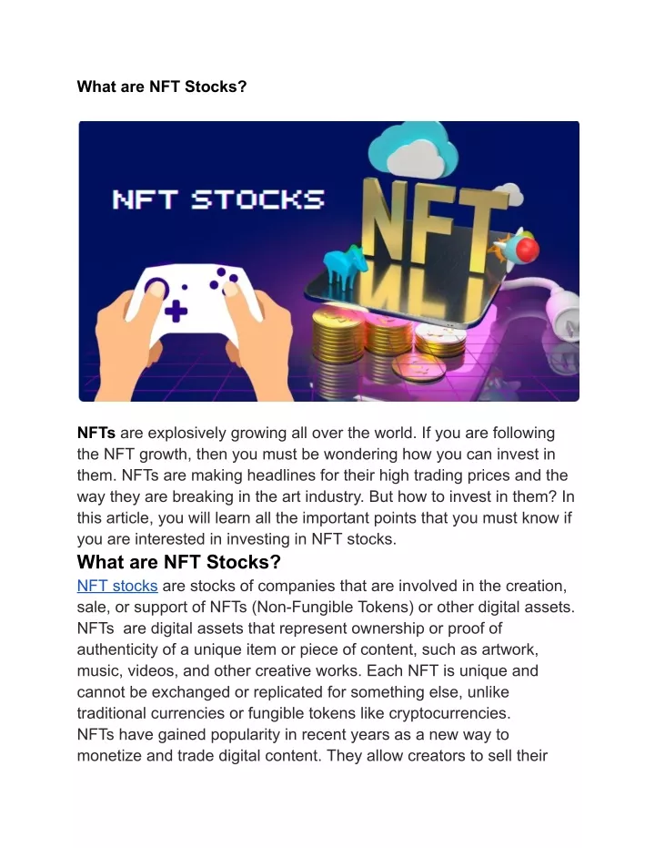 what are nft stocks