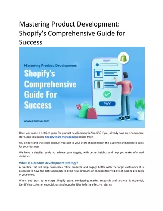 Mastering Product Development A Comprehensive Guide by Shopify for Success