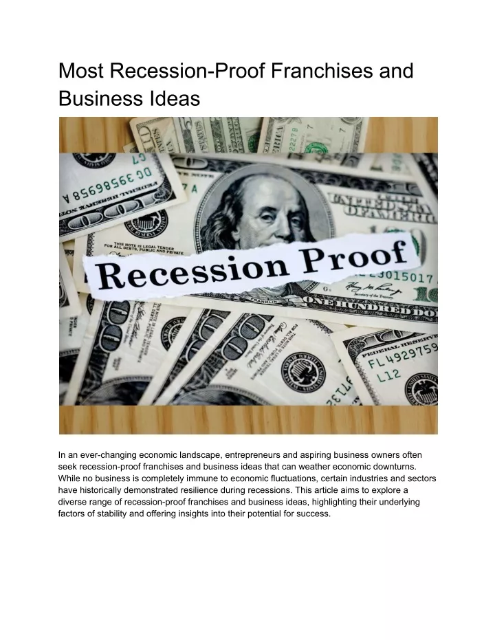 most recession proof franchises and business ideas