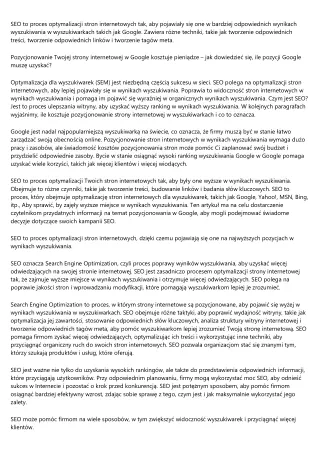 seo to proces optymalizacji stron internetowych