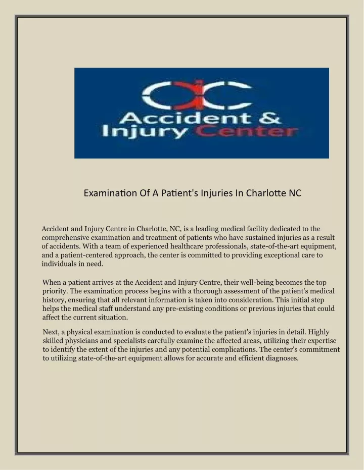 examination of a patient s injuries in charlotte