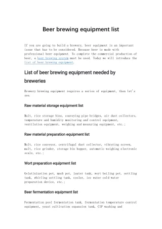 beer brewing equipment list
