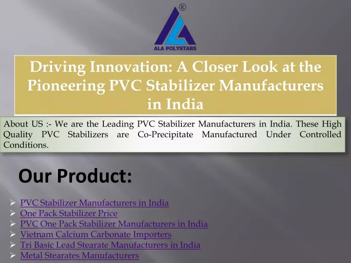 about us we are the leading pvc stabilizer