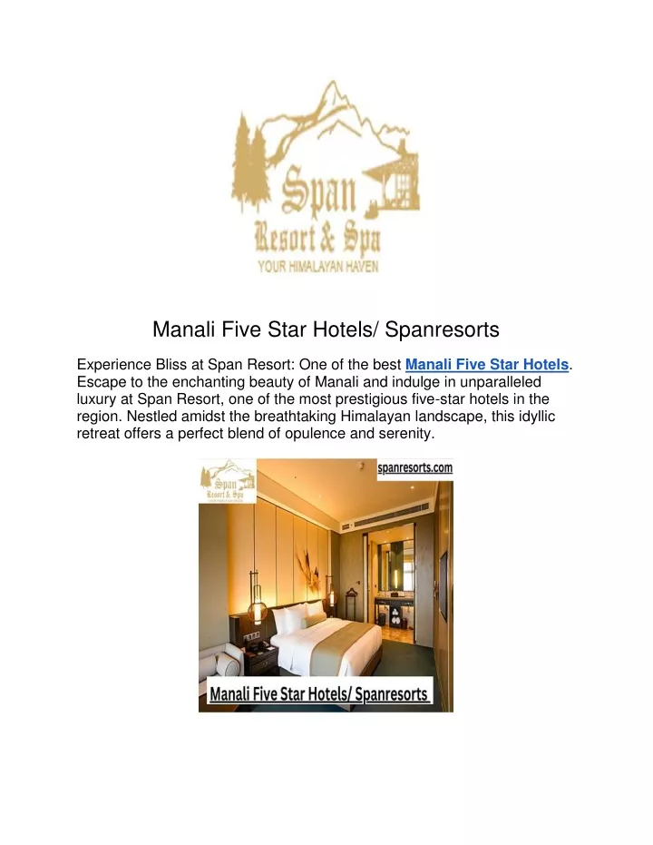 manali five star hotels spanresorts