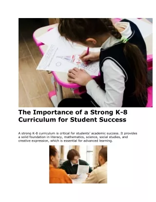The Importance of a Strong K-8 Curriculum for Student Success
