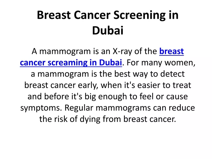 breast cancer screening in dubai