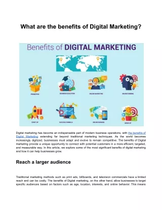 What advantages do you see in digital marketing?