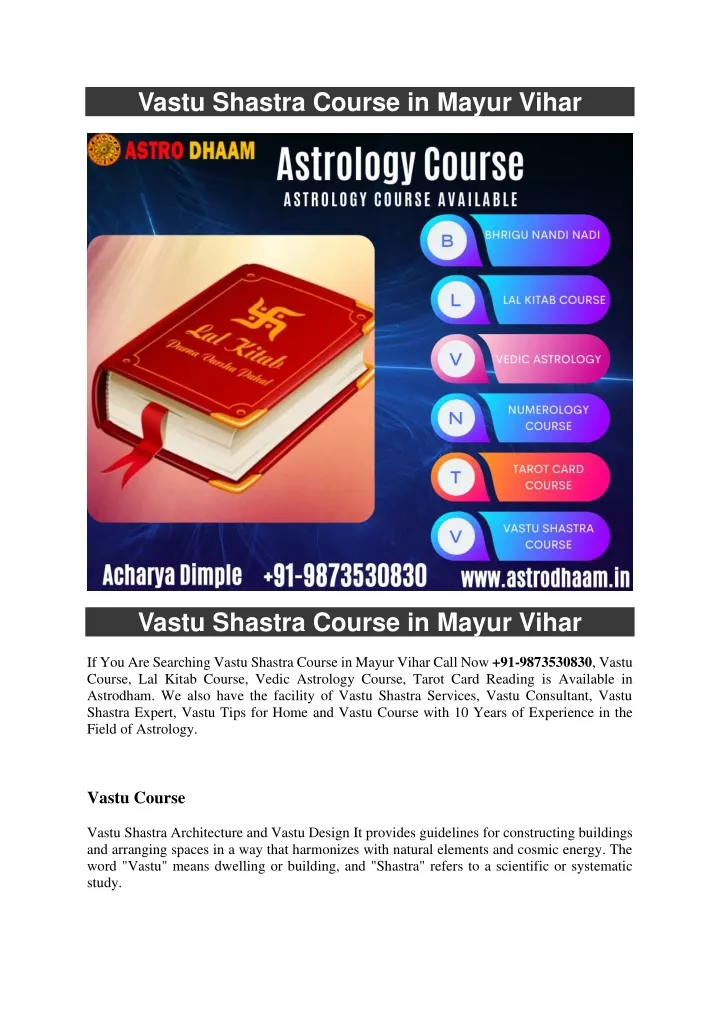 vastu shastra course in mayur vihar