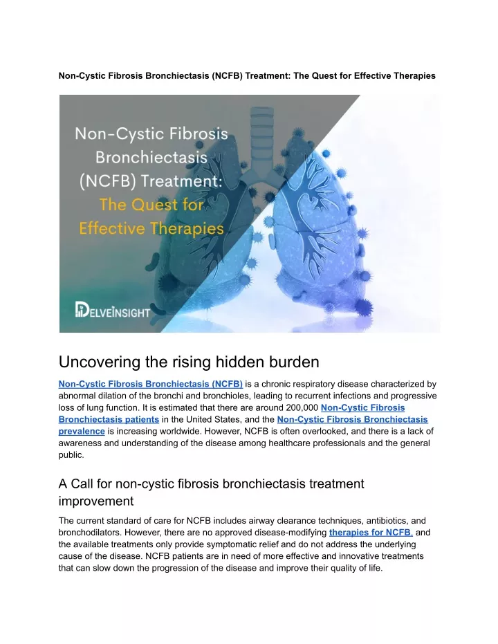 non cystic fibrosis bronchiectasis ncfb treatment