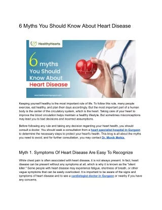 6 Myths You Should Know About Heart Disease