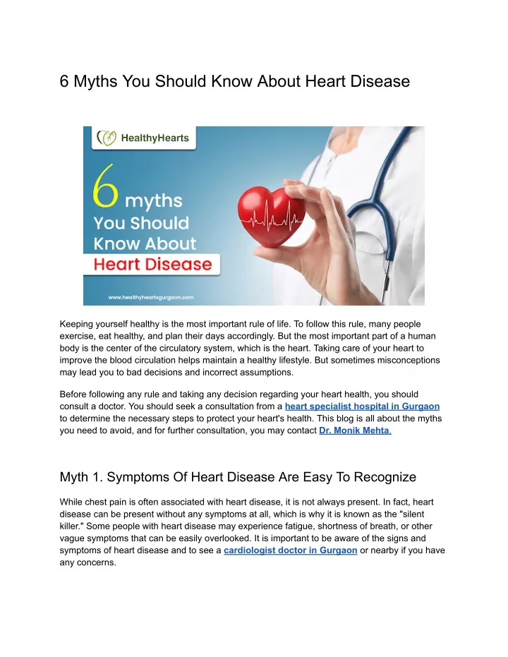 6 myths you should know about heart disease