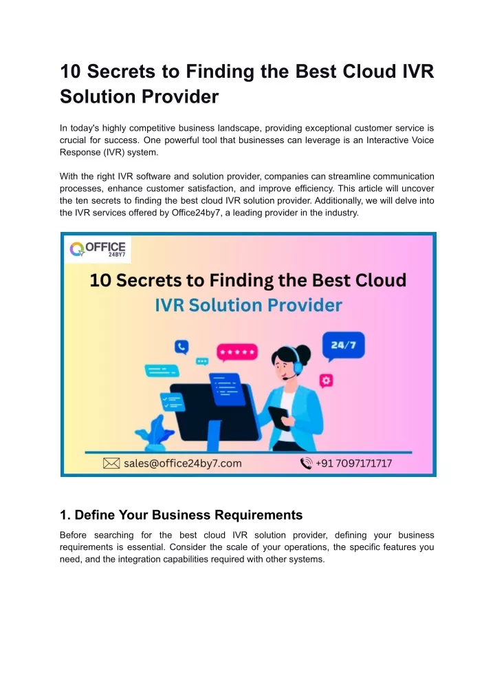 10 secrets to finding the best cloud ivr solution