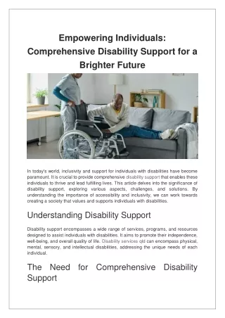 Empowering Individuals Comprehensive Disability Support for a Brighter Future