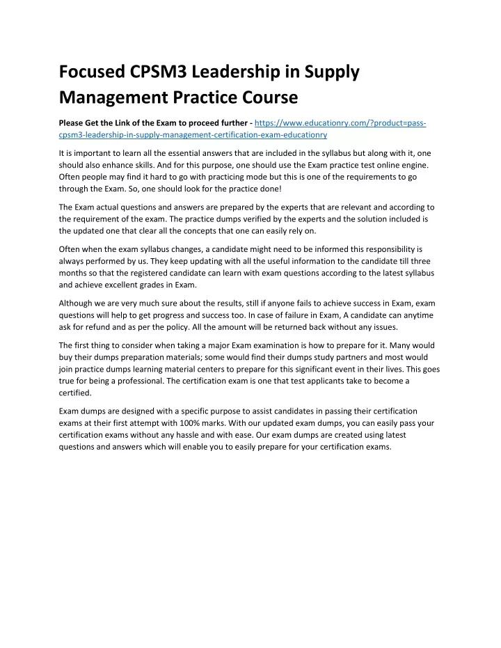 focused cpsm3 leadership in supply management