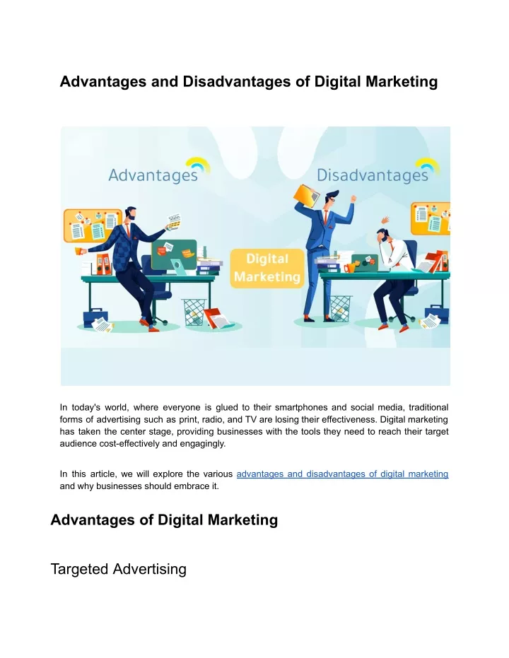 advantages and disadvantages of digital marketing