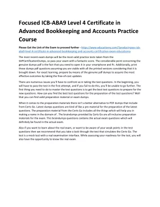 focused icb aba9 level 4 certificate in advanced