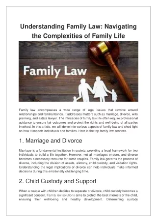 Understanding Family Law Navigating the Complexities of Family Life