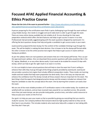 focused afae applied financial accounting ethics