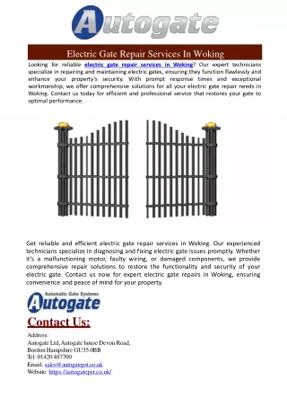 Electric Gate Repair Services in Woking