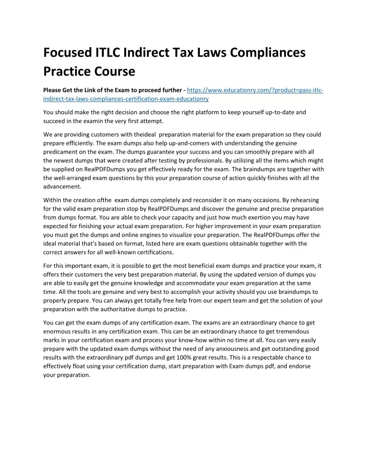 focused itlc indirect tax laws compliances