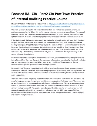 focused iia cia part2 cia part two practice