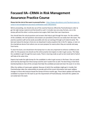 focused iia crma in risk management assurance