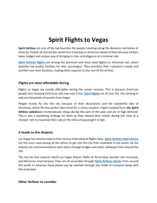 Spirit Flights to Vegas