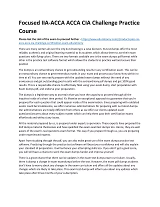 focused iia acca acca cia challenge practice