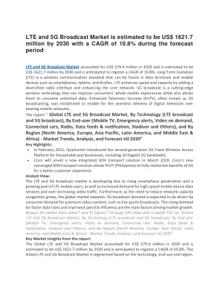 lte and 5g broadcast market is estimated