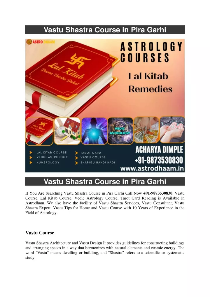 vastu shastra course in pira garhi