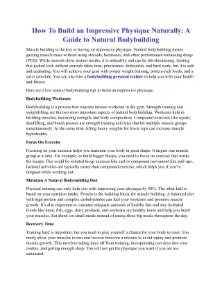 How To Build An Impressive Physique Naturally: A Guide To Natural Bodybuilding