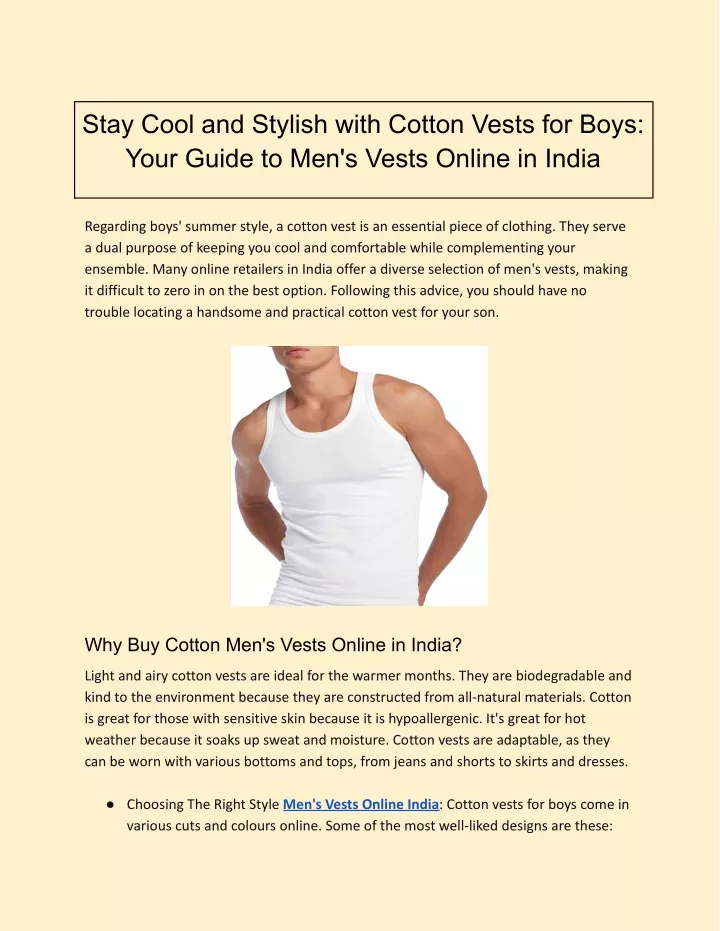 stay cool and stylish with cotton vests for boys