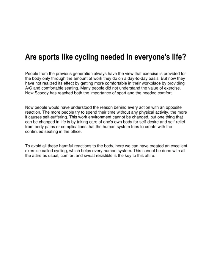 are sports like cycling needed in everyone s life