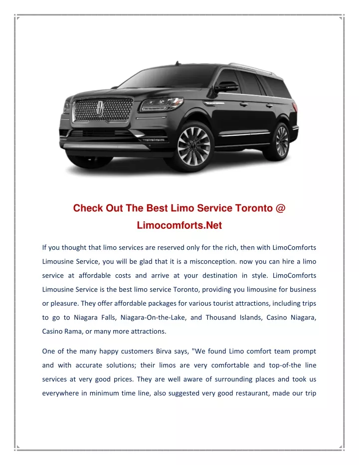 check out the best limo service toronto @