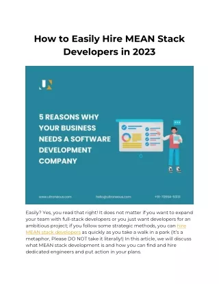 how to easily hire mean stack developers in 2023