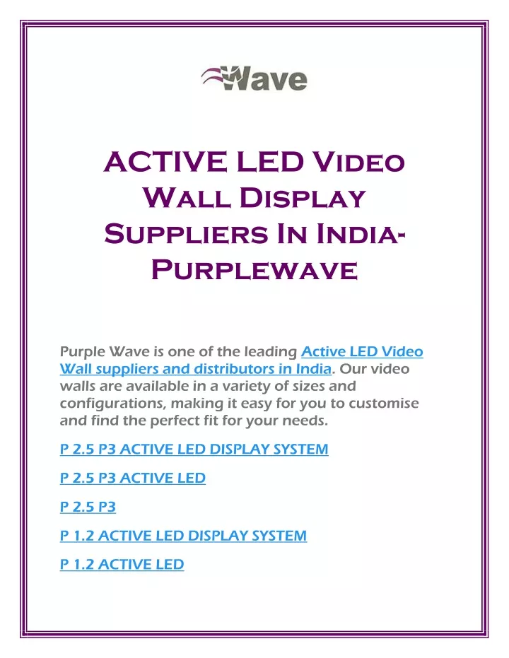 active led video wall display suppliers in india