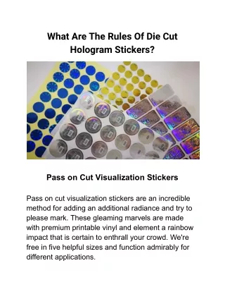 What Are The Rules Of Die Cut Hologram Stickers