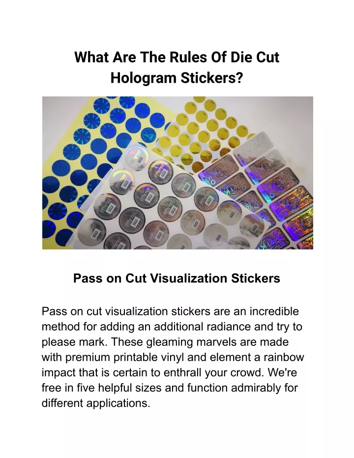 what are the rules of die cut hologram stickers