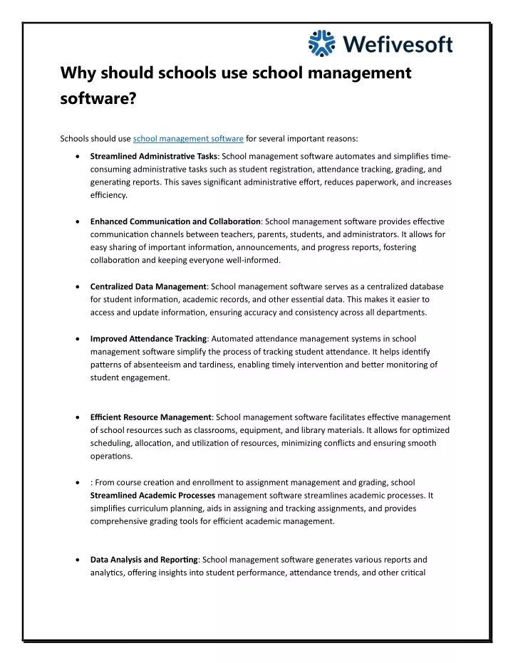 why should schools use school management software