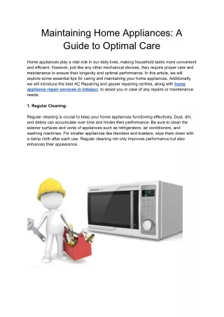 Maintaining Home Appliances_ A Guide to Optimal Care