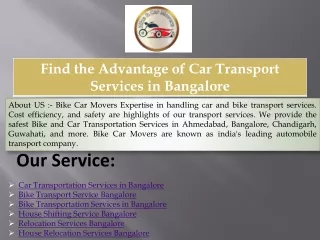 Find the Advantage of Car Transport Services in Bangalore