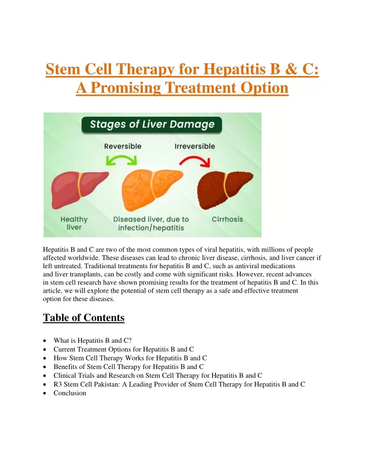 stem cell therapy for hepatitis b c a promising