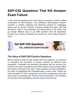 SAP-C02 Questions That Kill Amazon Exam Failure