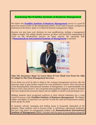 examining the pratibha institute of business