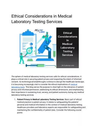 Ethical Considerations in Medical Laboratory Testing Services