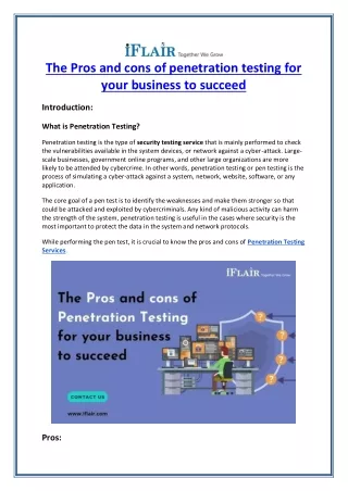 the pros and cons of penetration testing for your